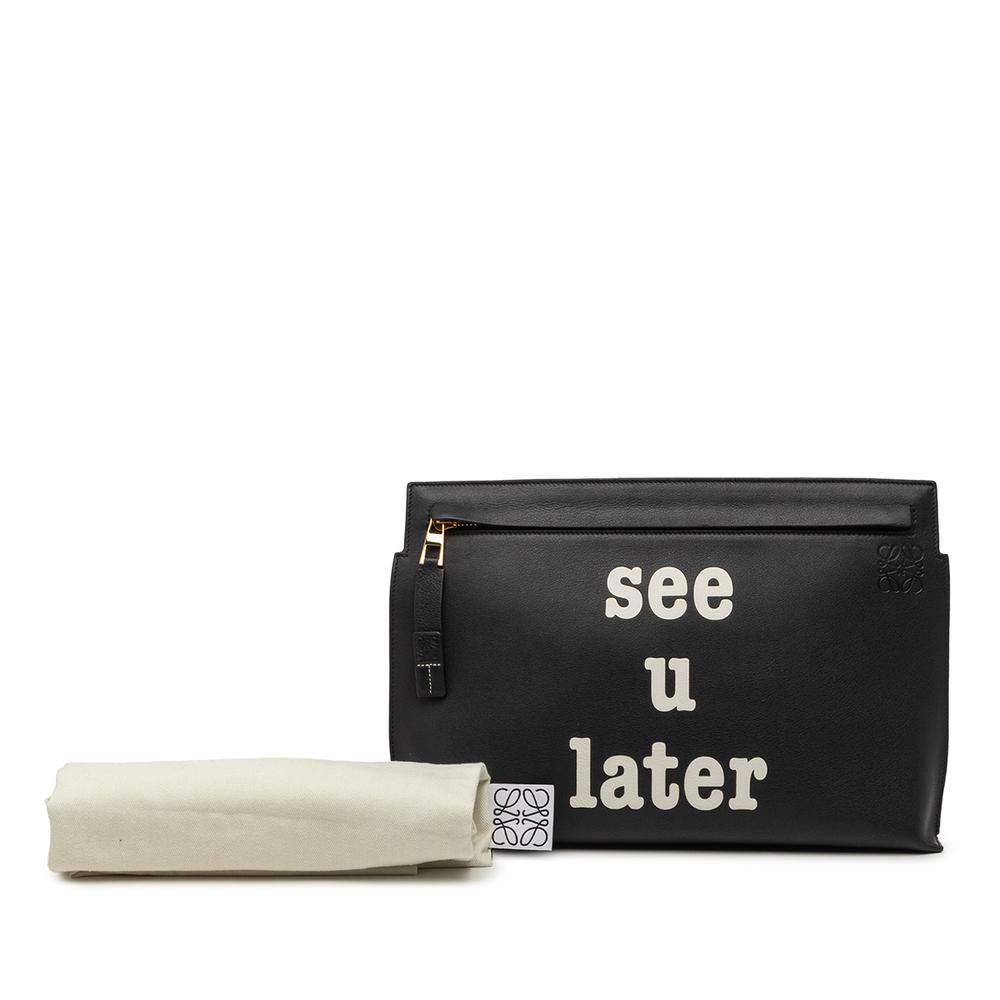 Pre-Loved LOEWE Calfskin Anagram See U Later T Pouch - Picture 8 of 8